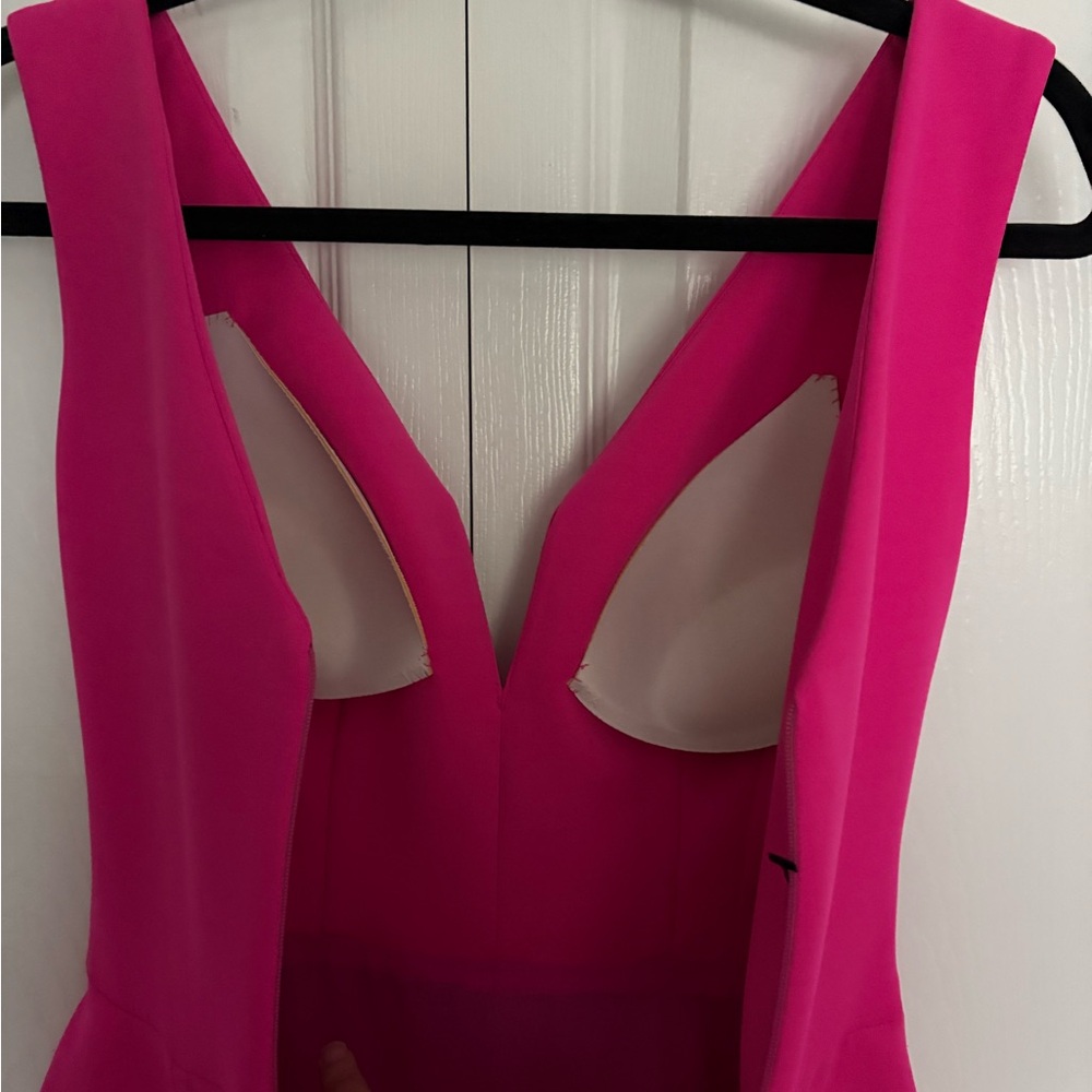 Black Halo Eve Gown Womens Size 0 Hendricks Hot Pink Draped Peplum Scuba Dress - Picture 5 of 8